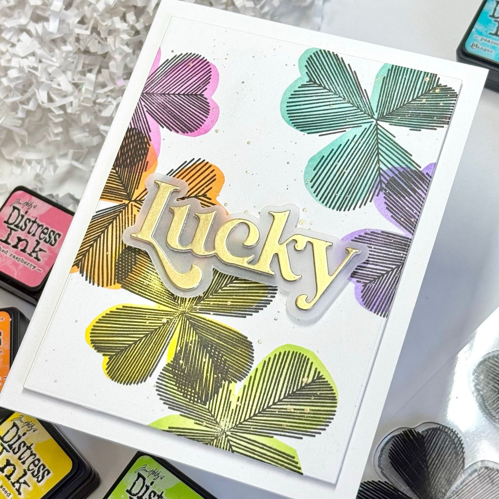 Simon Says Clear Stamps Sketched Clovers 2168msc To Be Loved St. Patrick's Day Card