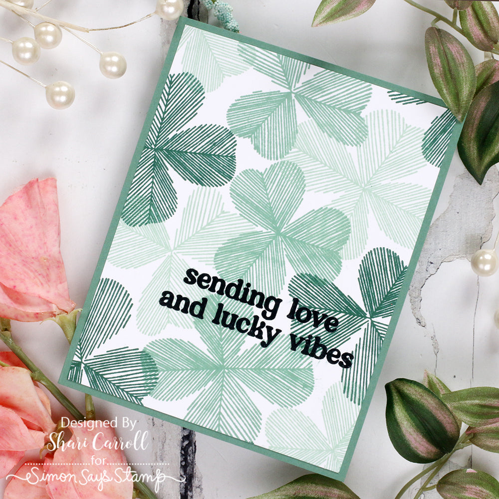 Simon Says Clear Stamps Sketched Clovers 2168msc To Be Loved St. Patrick's Day Card