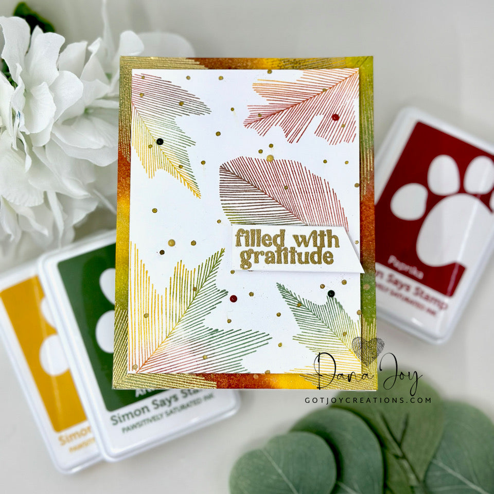 Simon Says Stamps and Dies Sketched Leaves set869sk Sweet Wishes Grateful Card