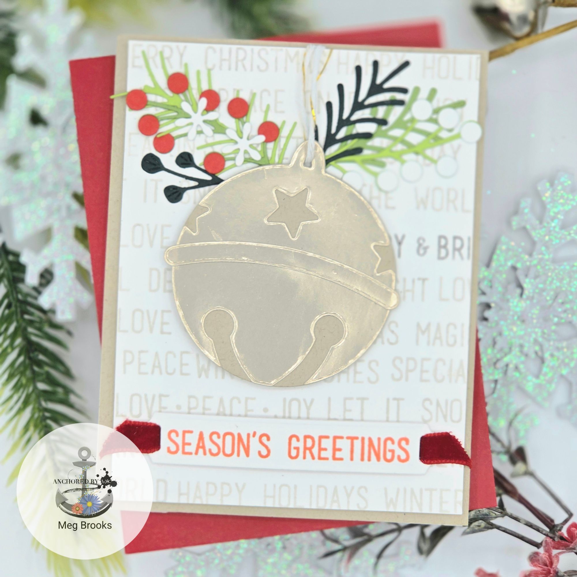 Simon Says Stamp Sleigh Bell Wafer Dies 1330sd Sugar and Spice Holiday Card