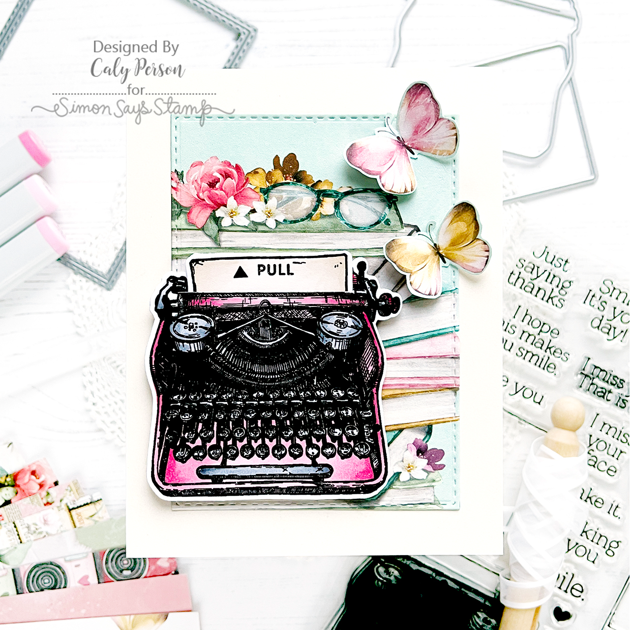 Simon Says Stamp Slider Typewriter Wafer Dies 1010sdc Miss You Card | color-code:ALT03