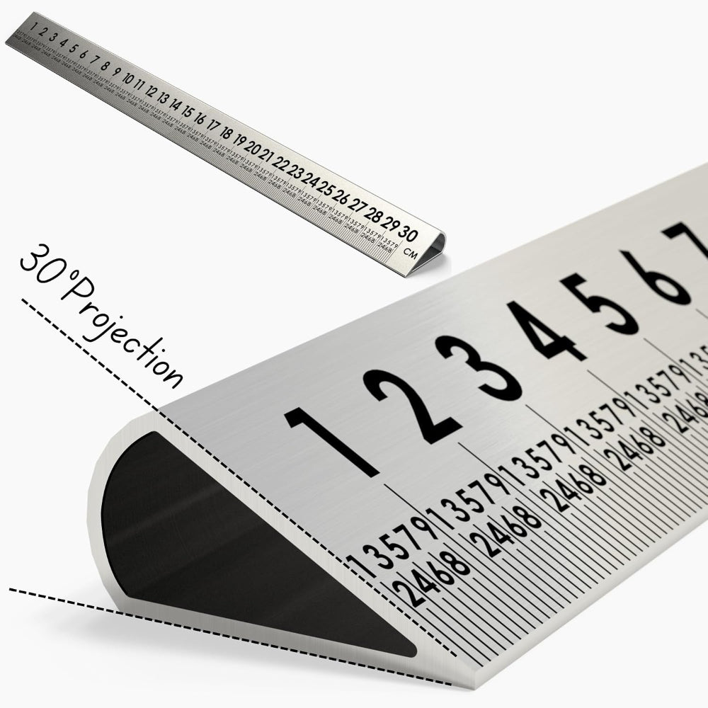 SlopeSight 30 Degree 12 Inch Silver Ruler ss30pr12-slv