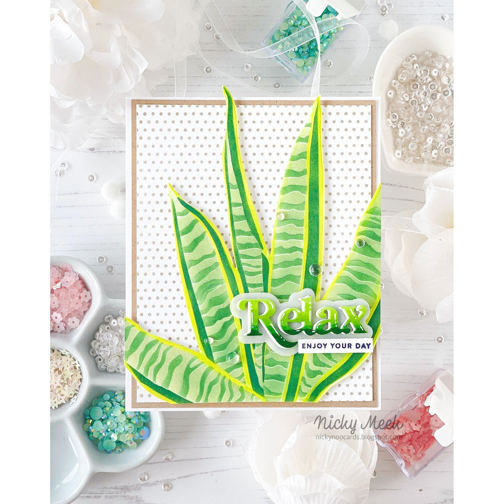 Simon Says Stamp Snake Plant Wafer Dies 1321mdc Moments in Time Relax Card | color-code:ALT03