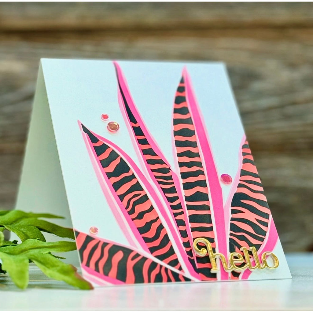 Simon Says Stamp Set of 5 Stencils Snake Plant 1085mtc Moments in Time Hello Card