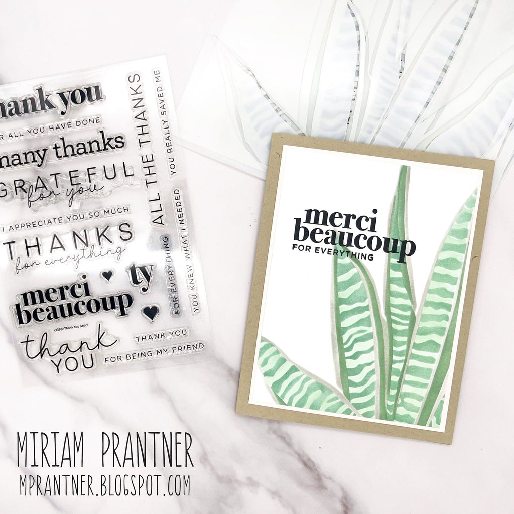 Simon Says Stamp Set of 5 Stencils Snake Plant 1085mtc Moments in Time Thank You Card | color-code:ALT08