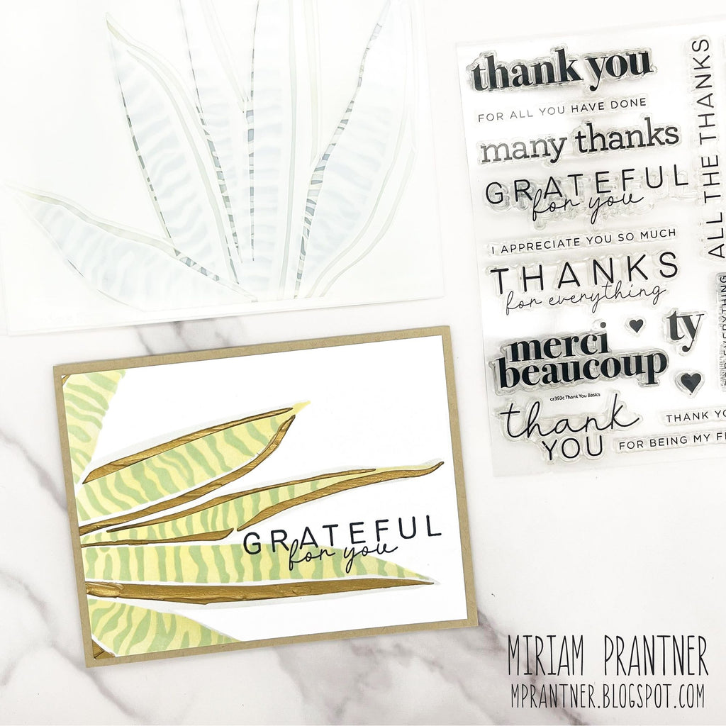 Simon Says Stamp Set of 5 Stencils Snake Plant 1085mtc Moments in Time Thank You Card | color-code:ALT07