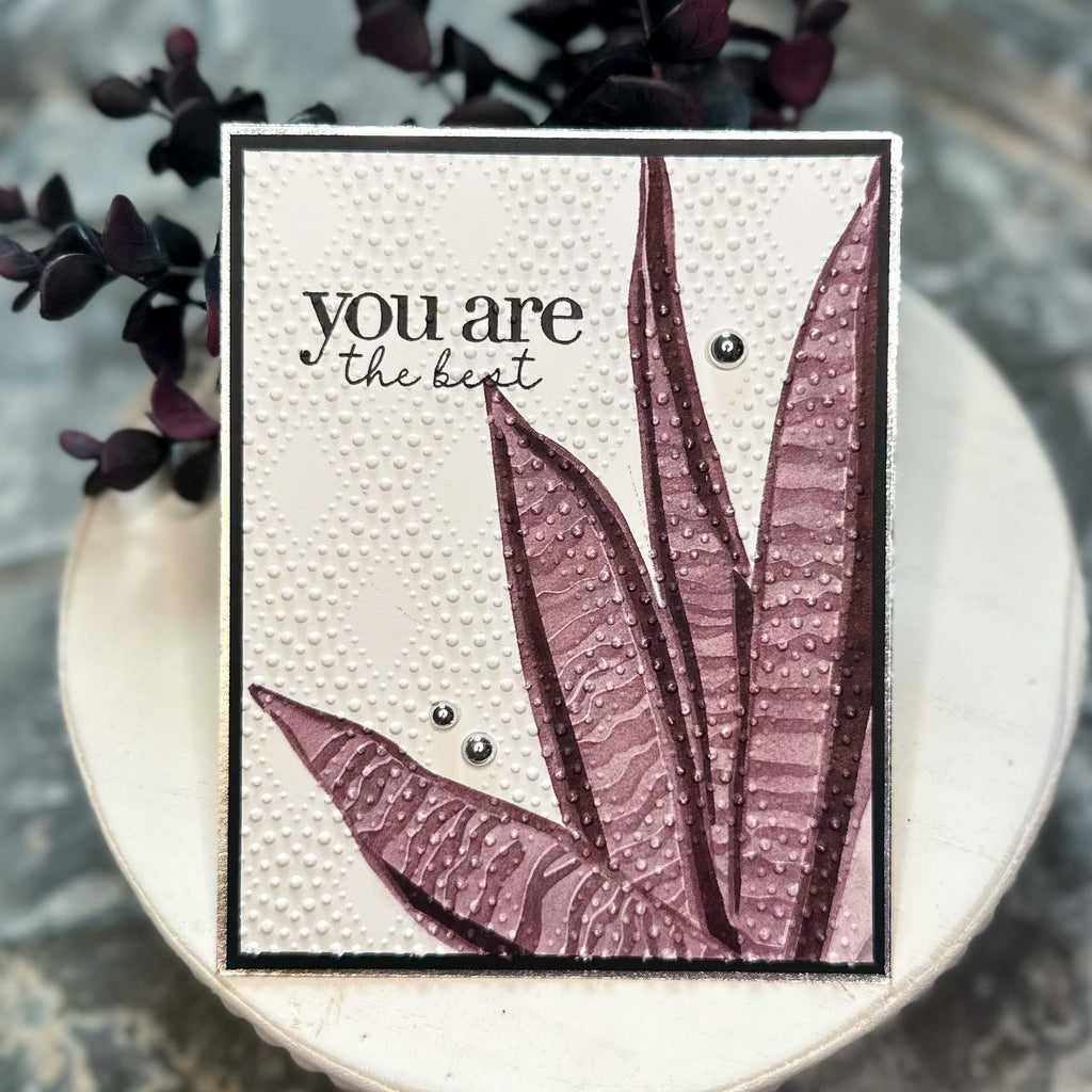 Simon Says Stamp Stencils and Dies Snake Plant set989sp Moments in Time Thank You Card