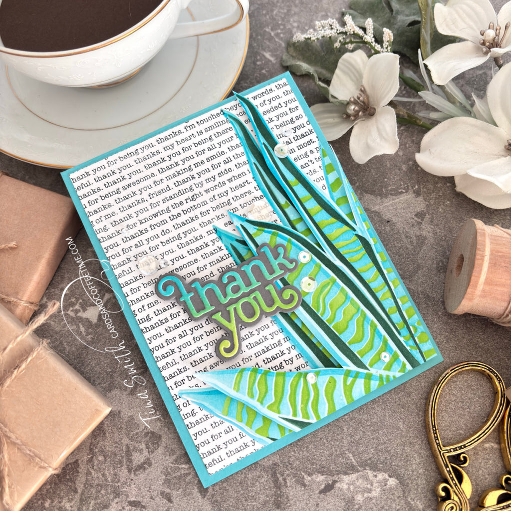 Simon Says Stamp Stencils and Dies Snake Plant set989sp Moments in Time Thank You Card | color-code:ALT04