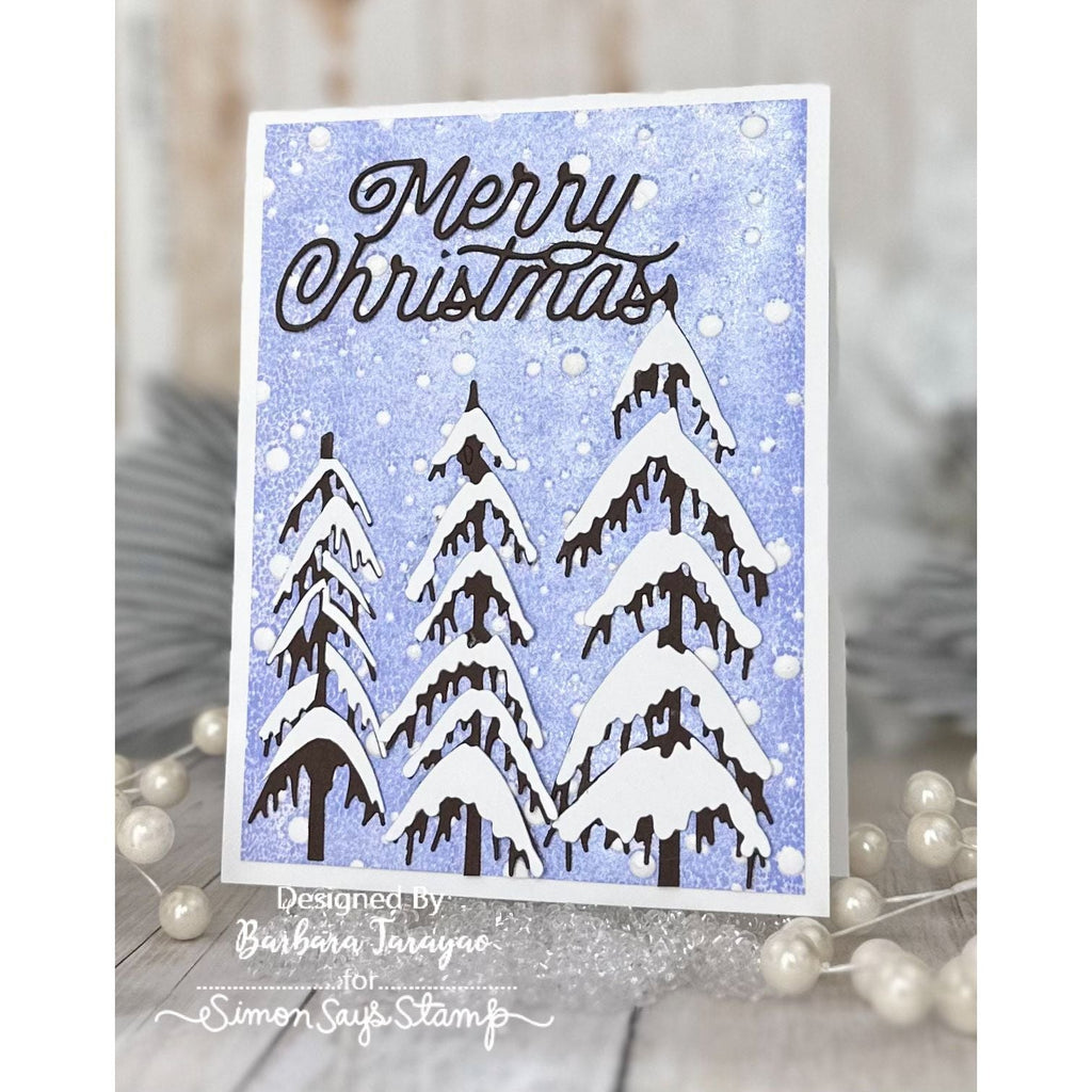 Simon Says Stamp Snow Laden Trees Wafer Dies s881 All The Joy Christmas Card