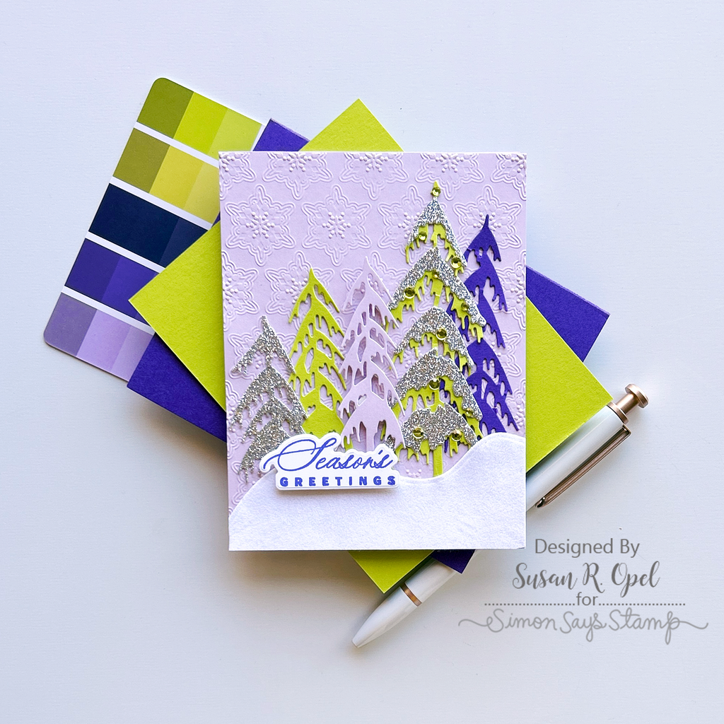 Simon Says Stamp Snow Laden Trees Wafer Dies s881 All The Joy Christmas Card