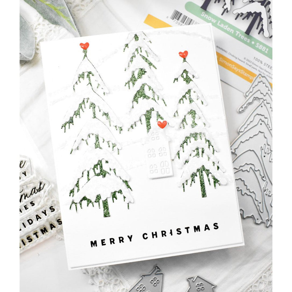 Simon Says Stamp Snow Laden Trees Wafer Dies s881 All The Joy Christmas Card