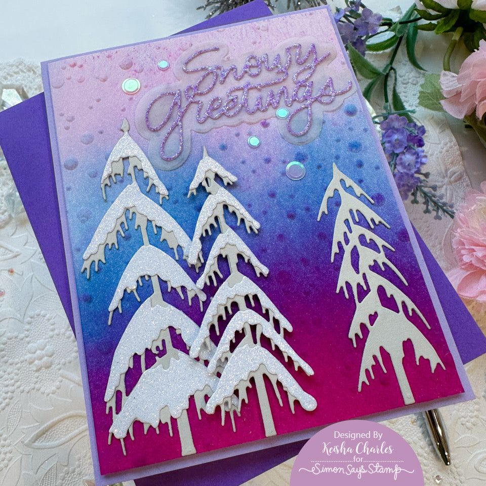 Simon Says Stamp Snow Laden Trees Wafer Dies s881 All The Joy Christmas Card