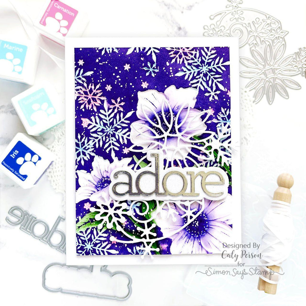 Simon Says Stamp Embossing Folder Snow Poppies sf466 Festive Fun Christmas Card | color-code:ALT02