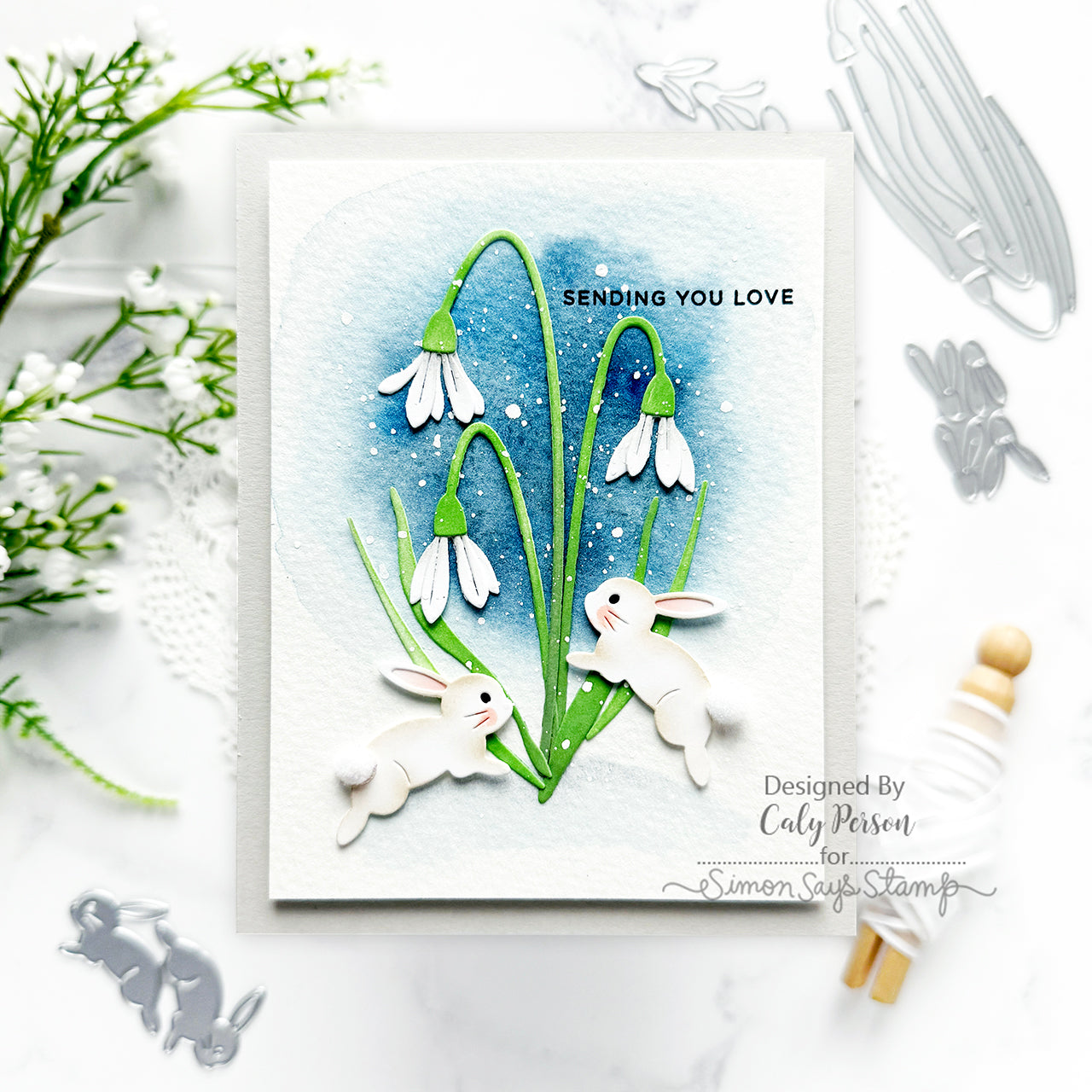 Simon Says Stamp Snowbell Bouquet Wafer Dies s984 Rain or Shine Love Card | color-code:ALT06