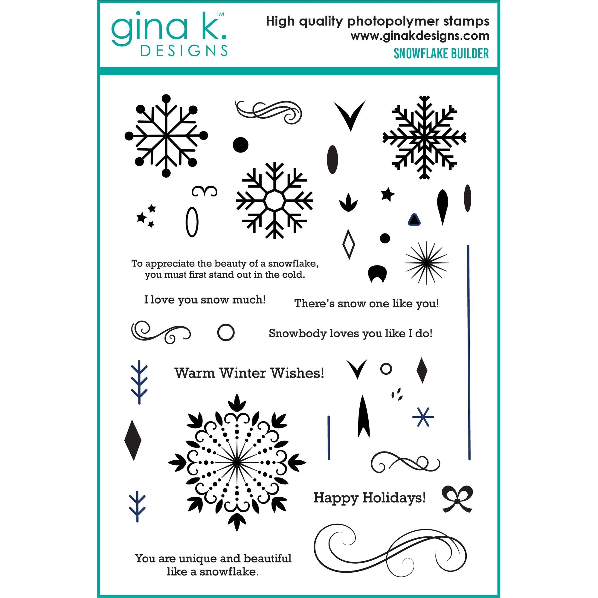 Gina K Designs Snowflake Builder Clear Stamps rk6