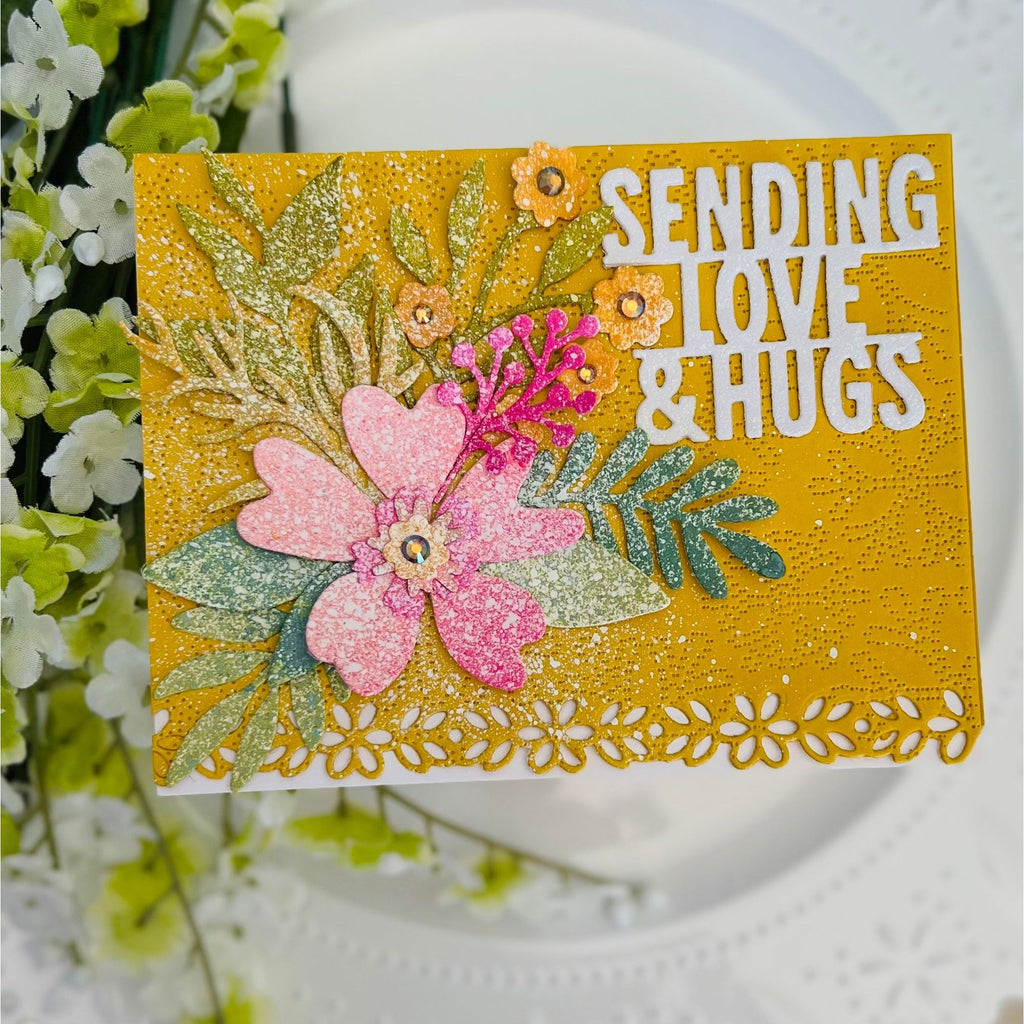 Simon Says Stamp Snowflake Burst Pinpoint Plate Wafer Dies s913 Diecember Love and Hugs Card