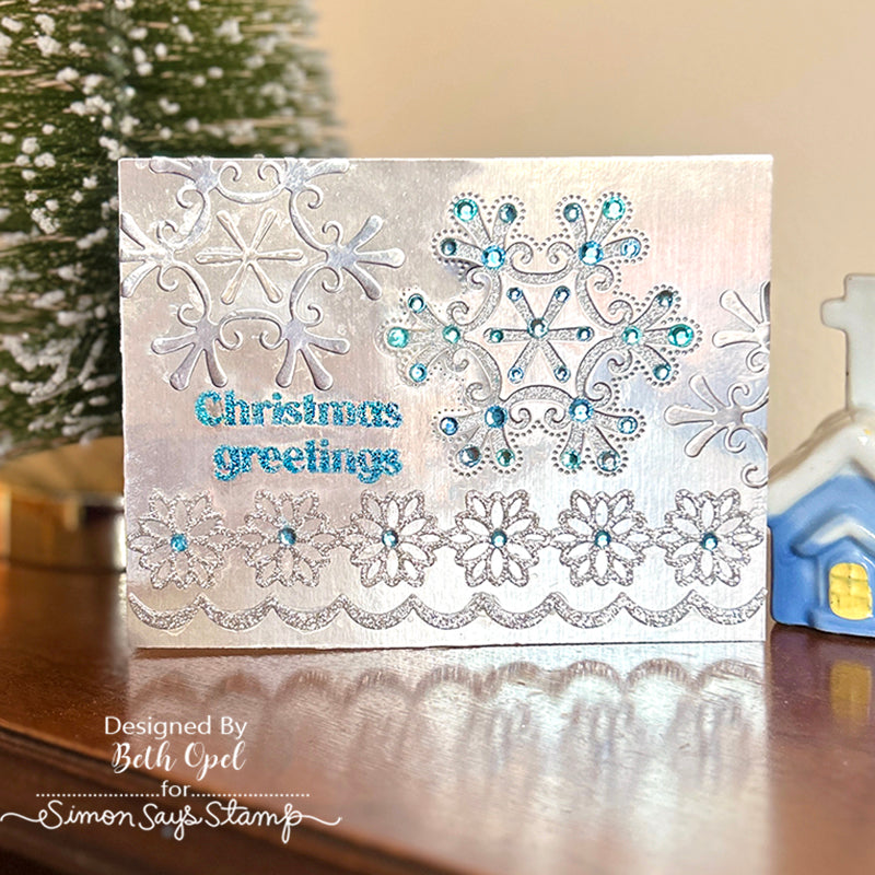 Simon Says Stamp Snowflake Trimmings Wafer Dies s899 Diecember Christmas Card