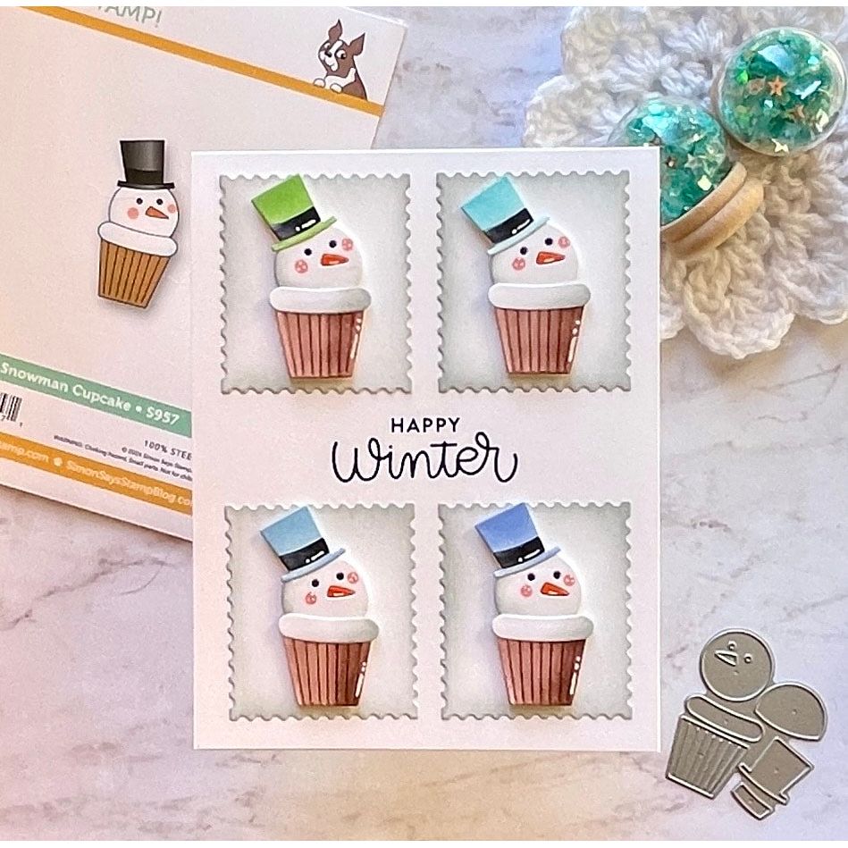 Simon Says Stamp Snowman Cupcake Wafer Dies s957 Festive Fun Holiday Card | color-code:ALT03