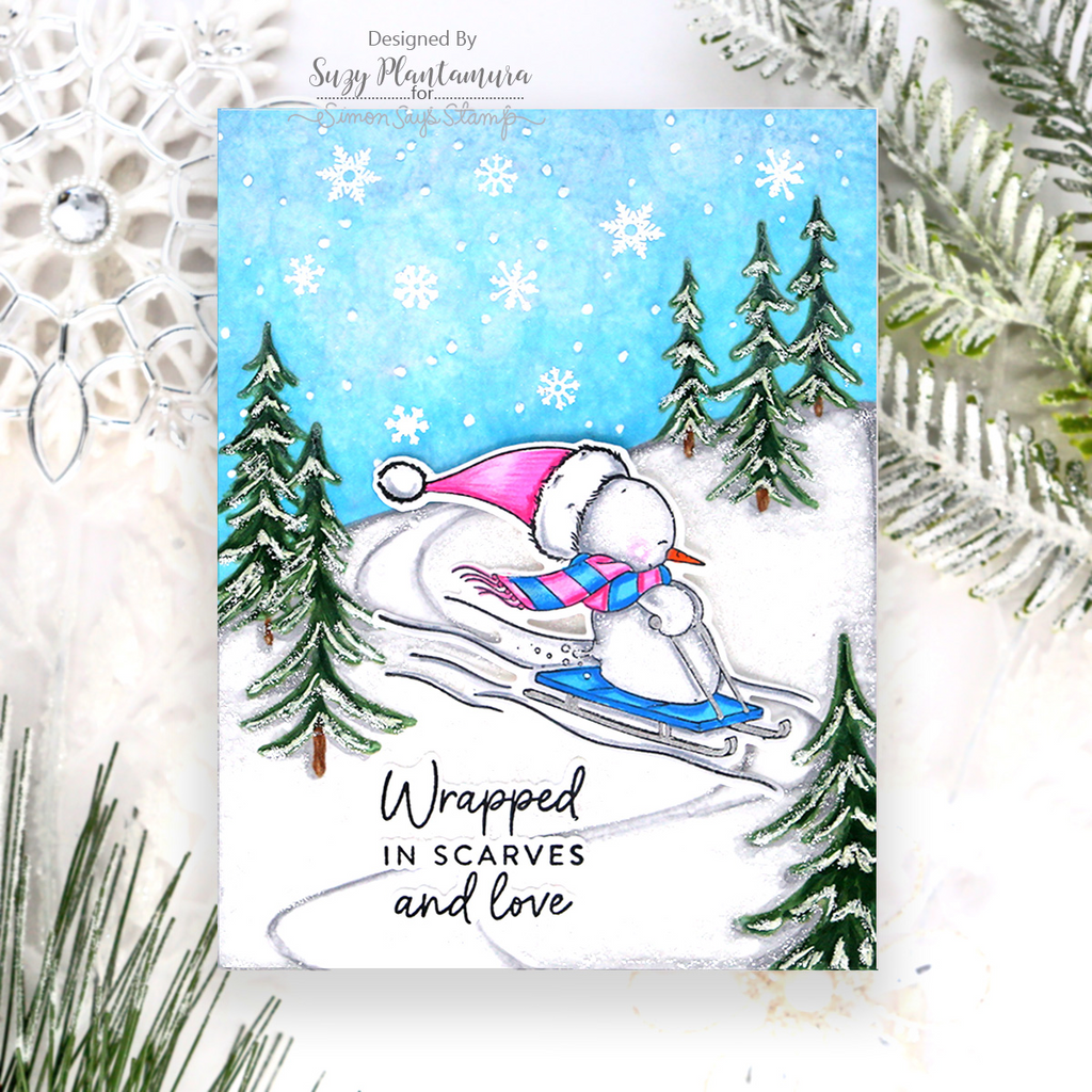 Simon Says Stamp Embossing Folder Snowy Hillside sf558 And Everything Nice Christmas Card | color-code:ALT05