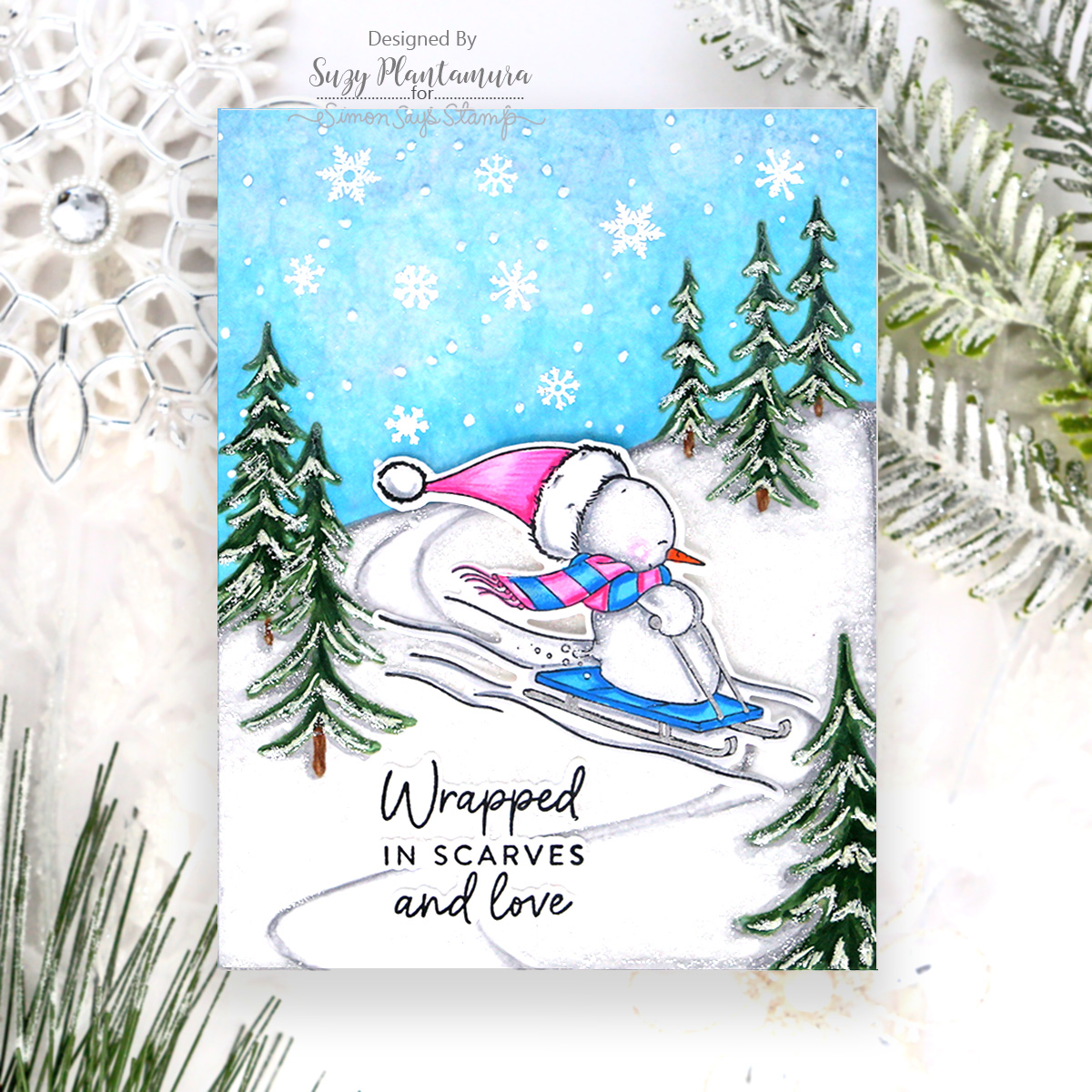 Simon Says Stamp Embossing Folder Snowy Hillside sf558 And Everything Nice Christmas Card | color-code:ALT05