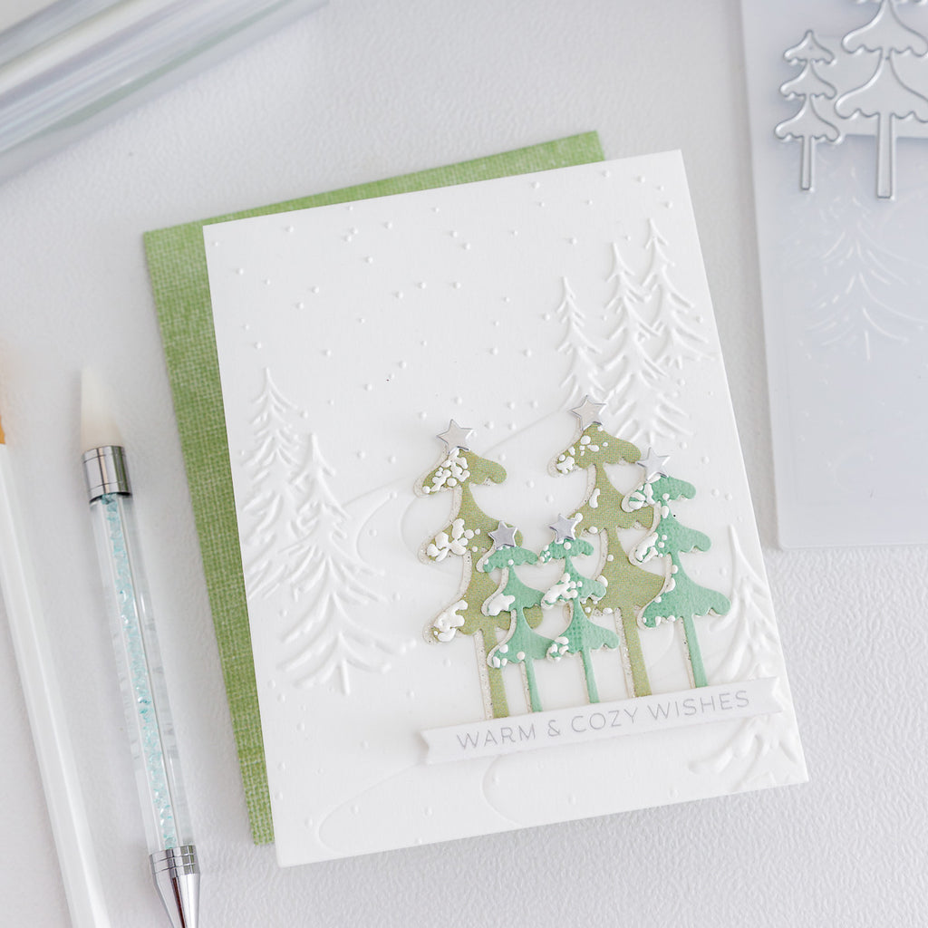 Simon Says Stamp Embossing Folder Snowy Hillside sf558 And Everything Nice Christmas Card
