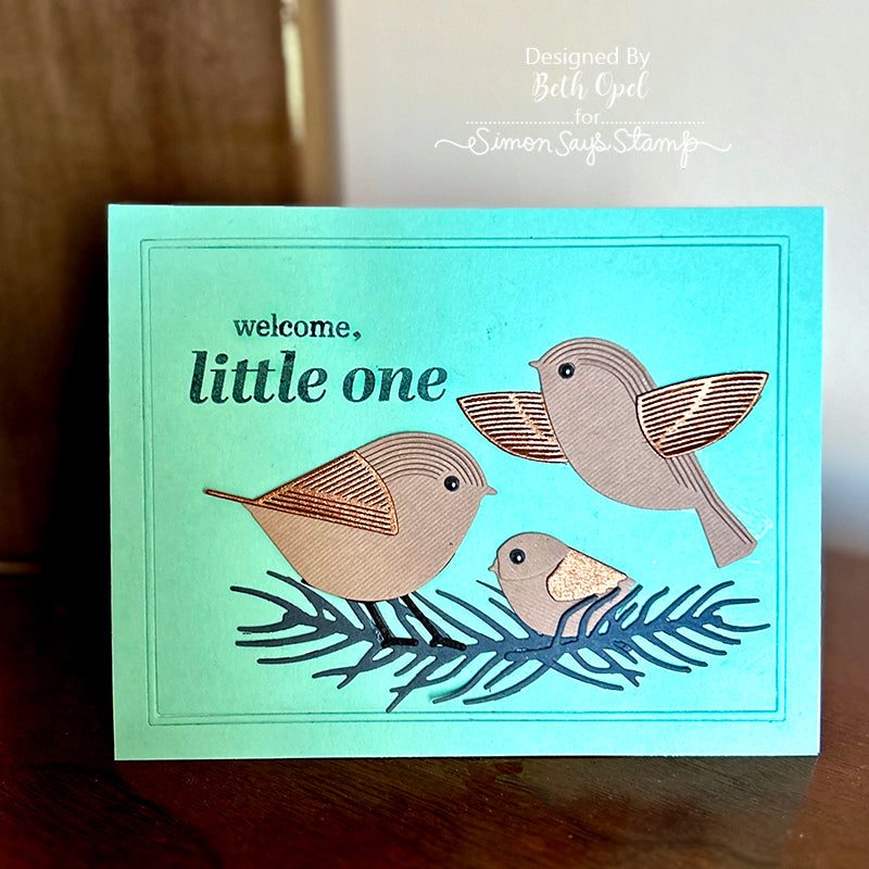 Simon Says Stamp Soaring Whirl Bird Wafer Dies s873 Diecember Baby Card