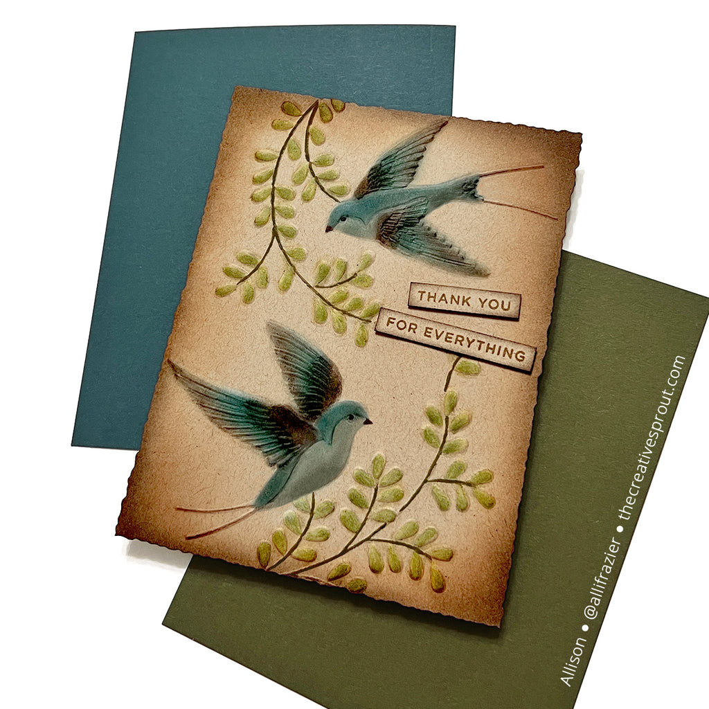 Simon Says Stamp Embossing Folder Soaring Swallows sf500 Rain or Shine Thank You Card | color-code:ALT02