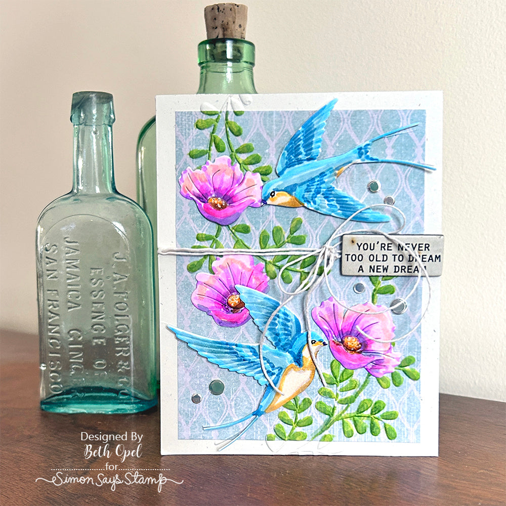 Simon Says Stamp Embossing Folder Soaring Swallows sf500 Rain or Shine Birthday Card | color-code:ALT03