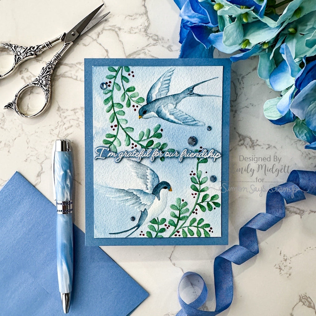 Simon Says Stamp Embossing Folder Soaring Swallows sf500 Rain or Shine Friend Card | color-code:ALT04