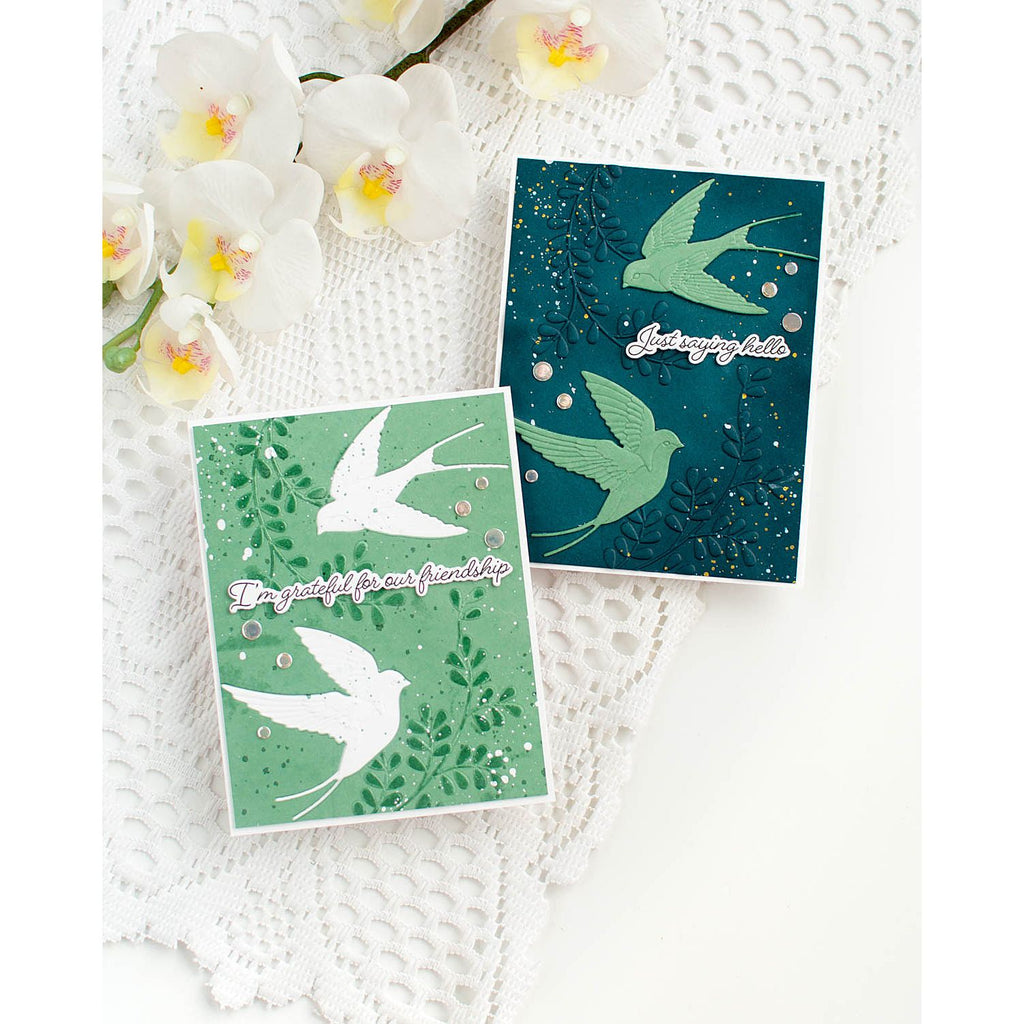 Simon Says Stamp Embossing Folder Soaring Swallows sf500 Rain or Shine Card Set | color-code:ALT05