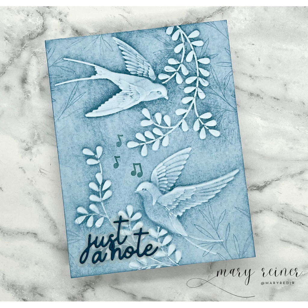 Simon Says Stamp Embossing Folder Soaring Swallows sf500 Rain or Shine Just a Note Card