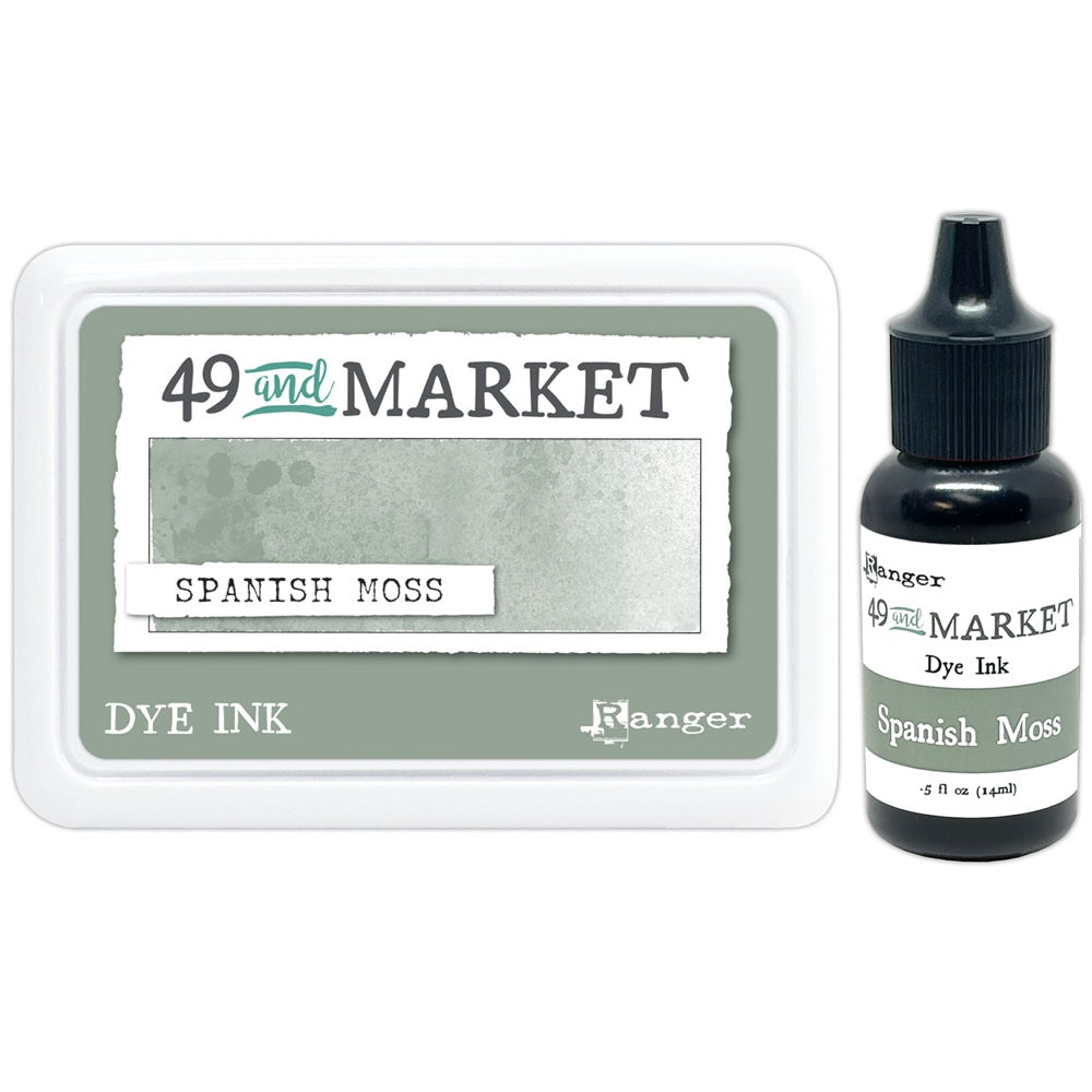 Ranger 49 and Market Spanish Moss Dye Ink Pad And Reinker Bundle