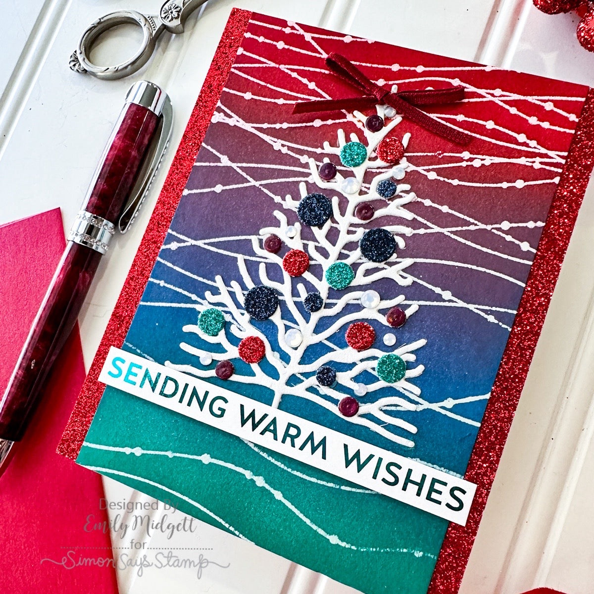 Simon Says Clear Stamp Sparkle Strands 1077ss Sweet Wishes Christmas Card | color-code:ALT04