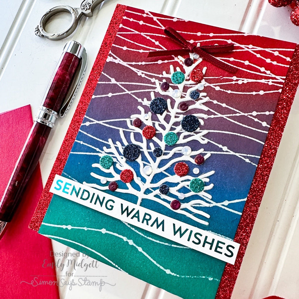 Simon Says Clear Stamp Sparkle Strands 1077ss Sweet Wishes Christmas Card | color-code:ALT04