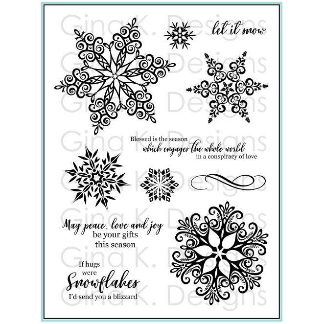 Gina K Designs SPARKLING SNOWFLAKES Clear Stamps 2835