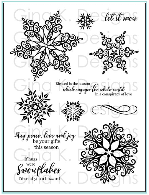 Gina K Designs SPARKLING SNOWFLAKES Clear Stamps 2835