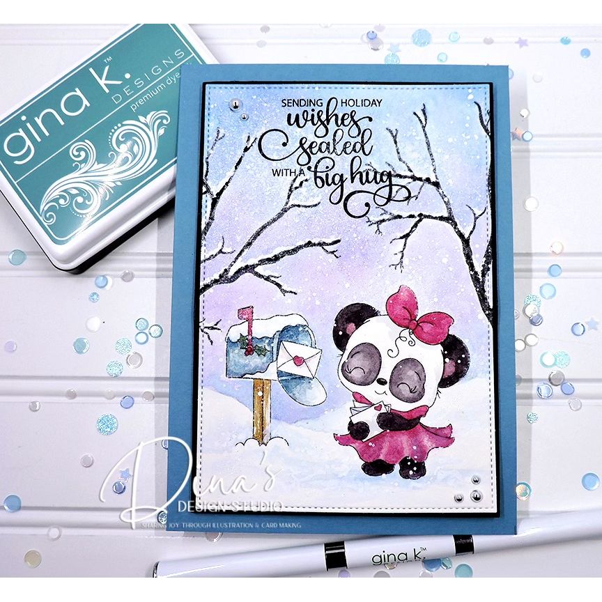 Gina K Designs Special Delivery Pandas Stamps and Dies