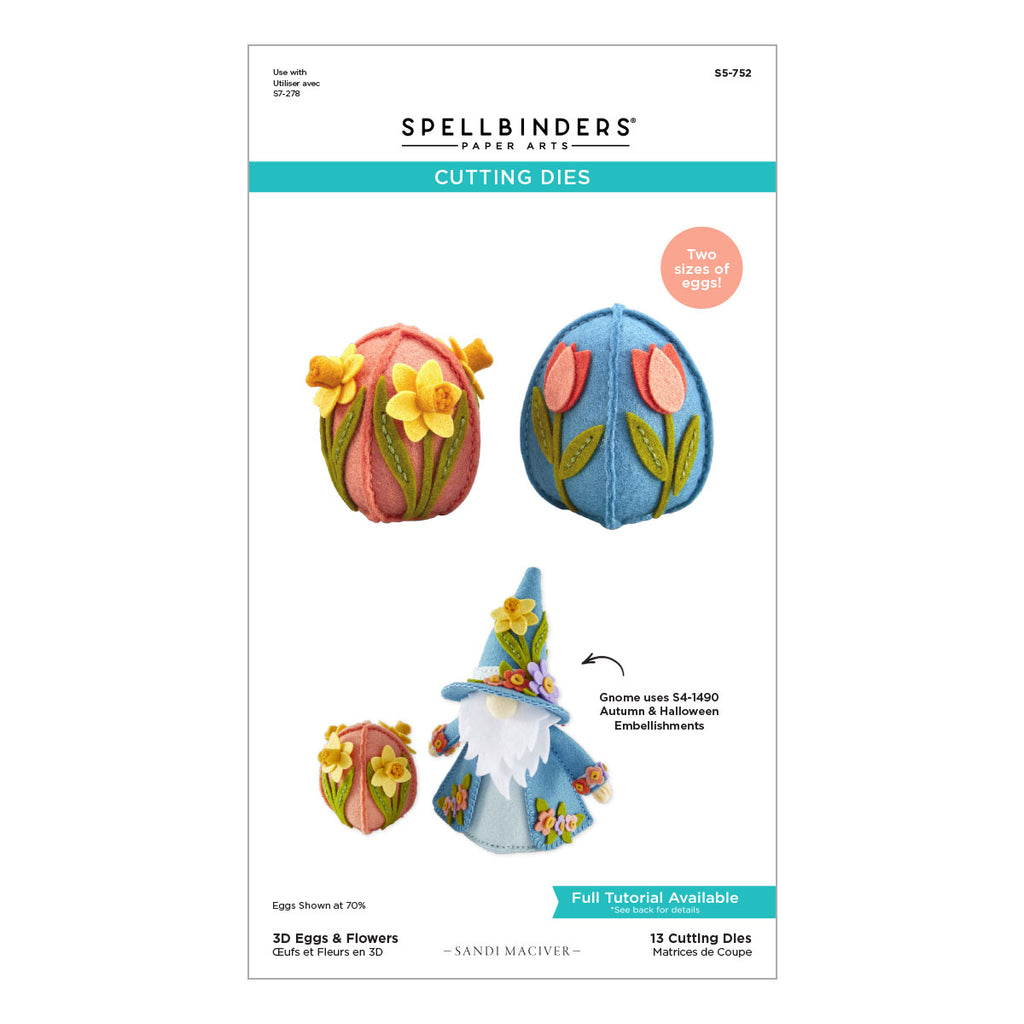 Spellbinders 3D Eggs and Flowers Felt Decor Etched Dies s5-752