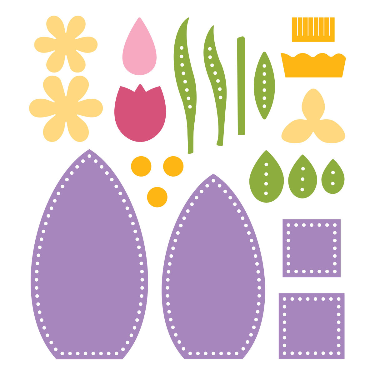 Spellbinders 3D Eggs and Flowers Felt Decor Etched Dies s5-752 pieces