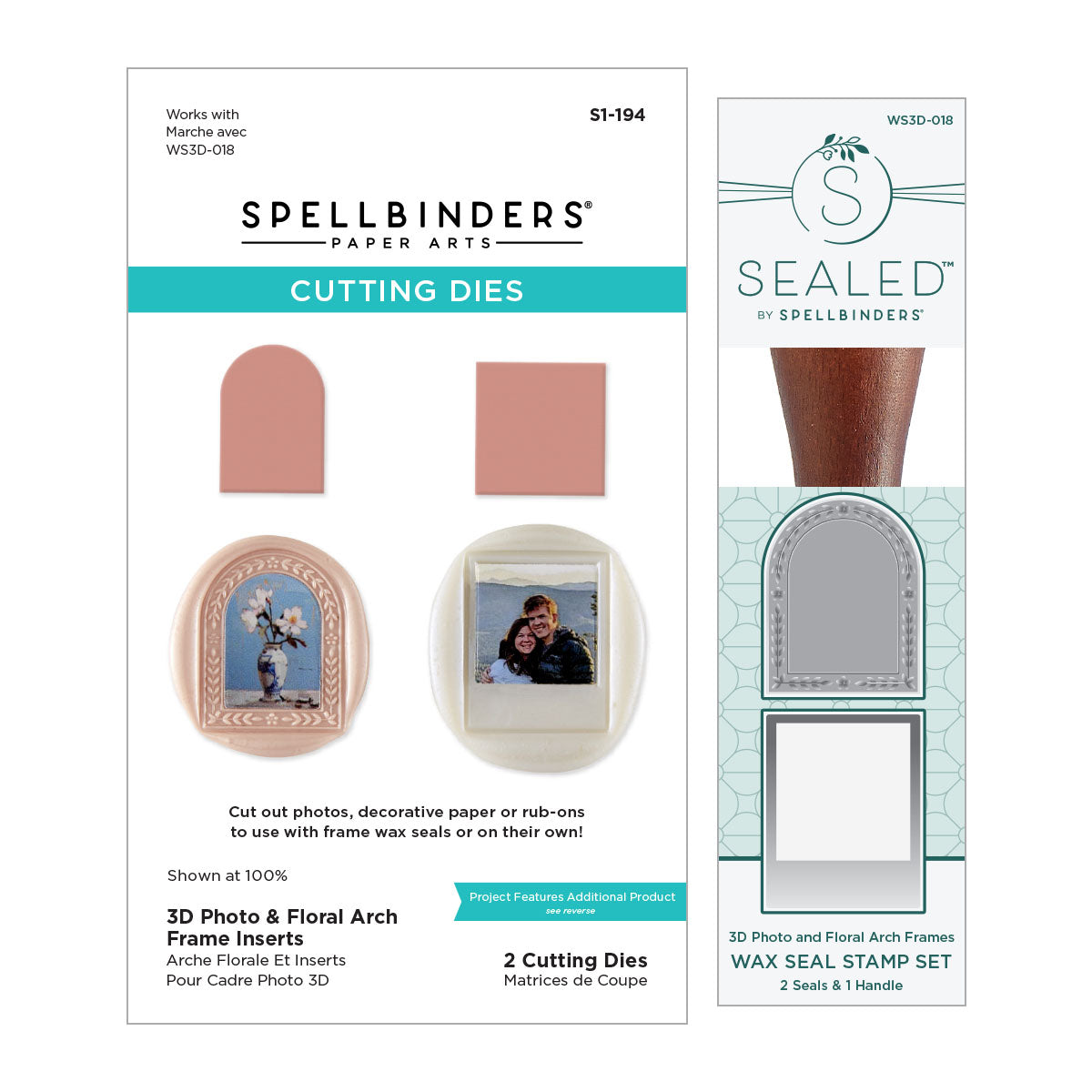 Spellbinders 3D Photo and Floral Arch Frames Wax Seal Stamps and Die Pack bd-1112