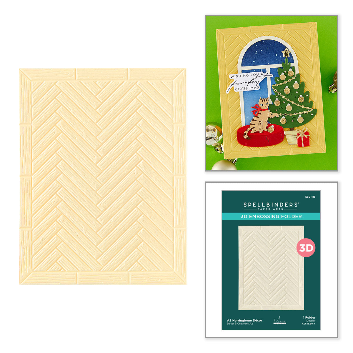 Spellbinders A2 Herringbone Décor 3D Embossing Folder e3d-183