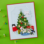 Spellbinders A2 Ornate Molded Frame 3D Embossing Folder e3d-179 cat with lights christmas tree meowy christmas card