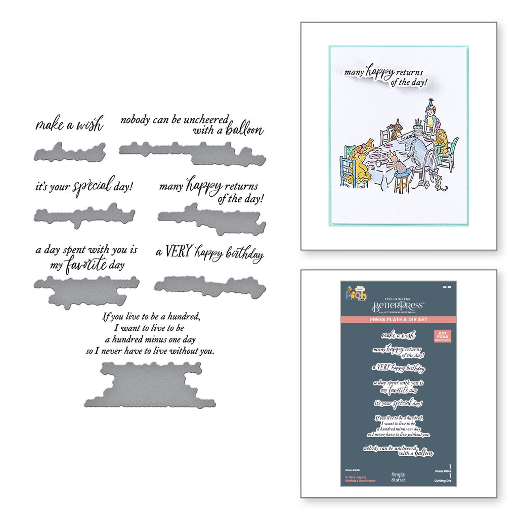 Spellbinders A Very Happy Birthday Sentiments Press Plate and Die Set bp-319