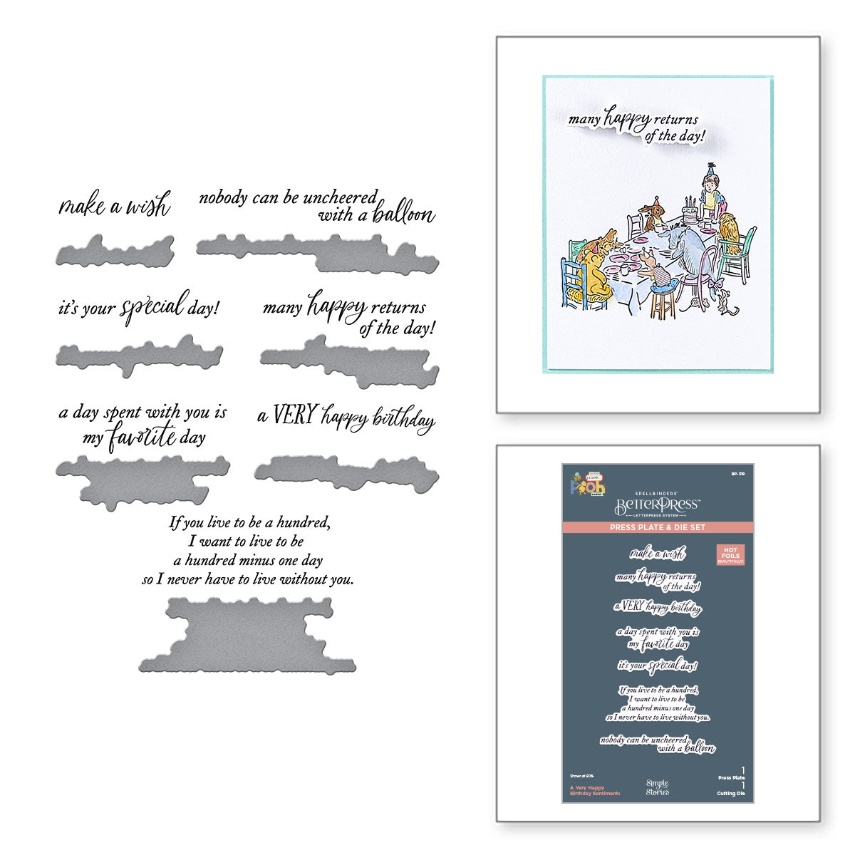 Spellbinders A Very Happy Birthday Sentiments Press Plate and Die Set bp-319
