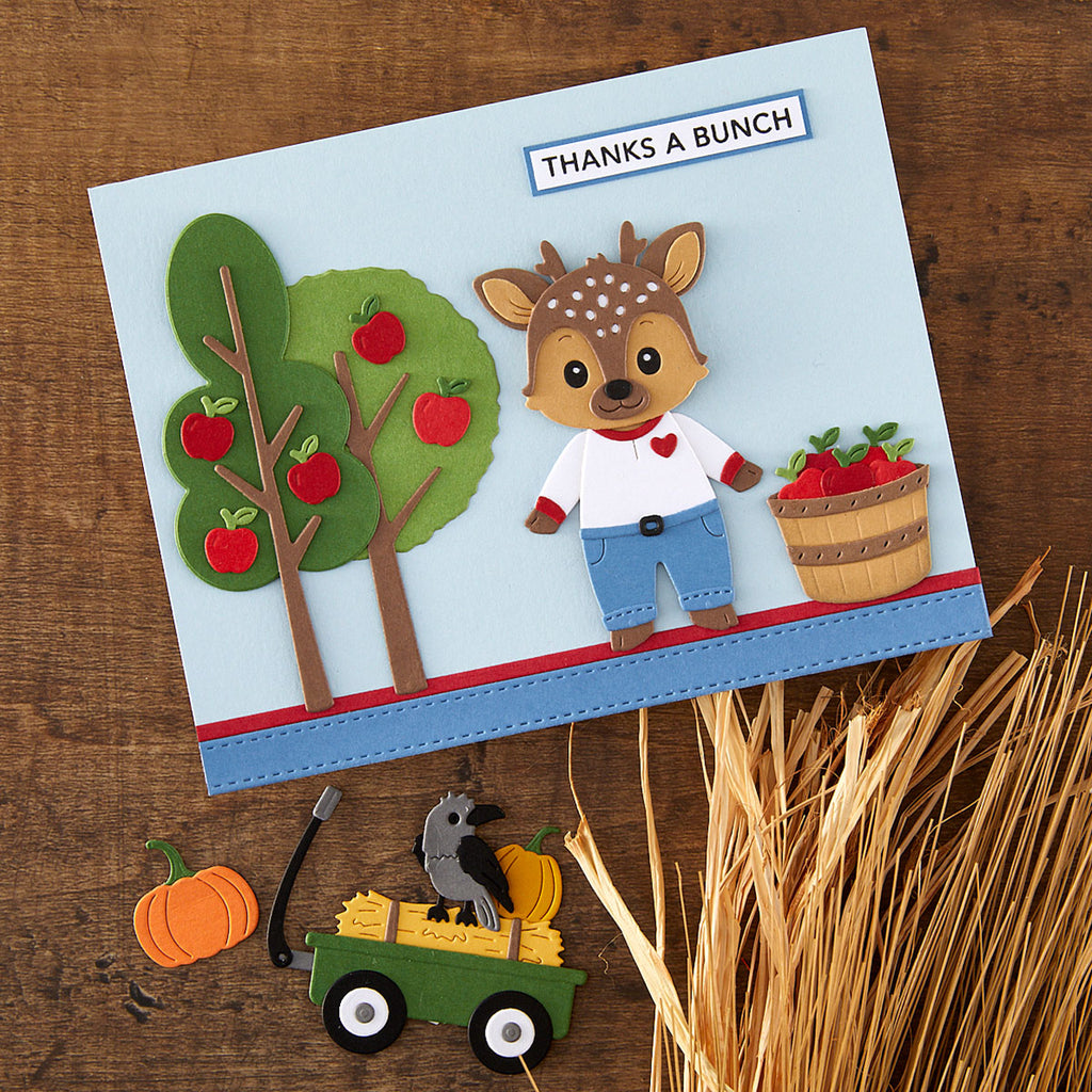 Spellbinders All About Fall Clear Stamp Set stp-292 apple orchard picking deer autumn card