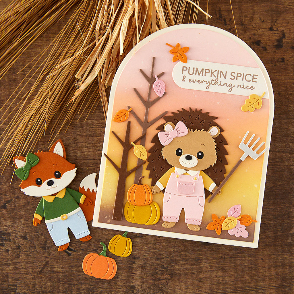 Spellbinders All About Fall Clear Stamp Set stp-292 cutest pumpkin spice hedgehog fox autumn card
