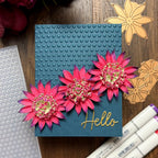 Spellbinders Astrantia Etched Dies s5-711 pink flowers hello card