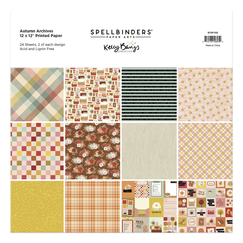 Spellbinders Autumn Archives 12x12 Printed Paper scsp-022