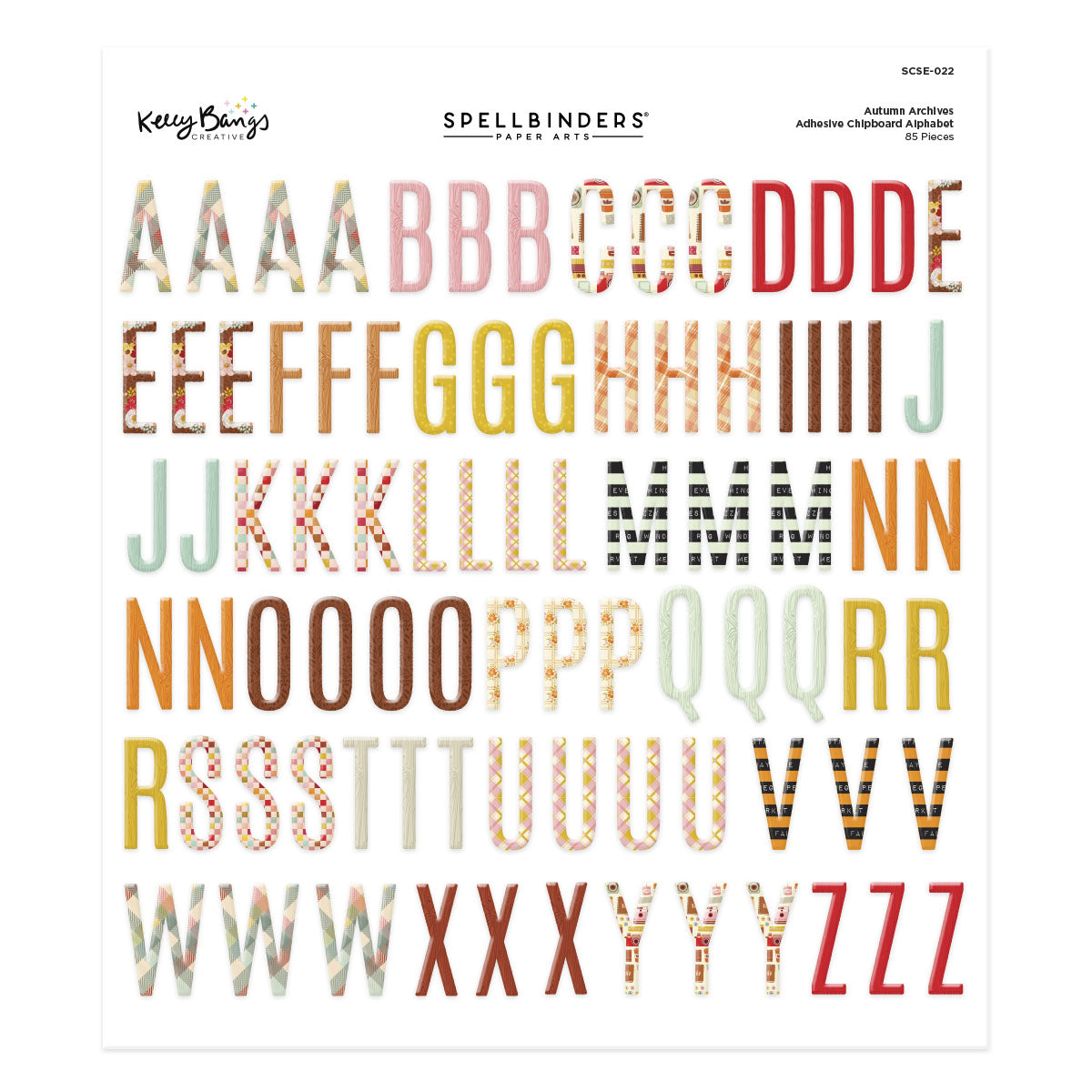 Spellbinders Autumn Archives Chipboard Alphabet Stickers scse-022