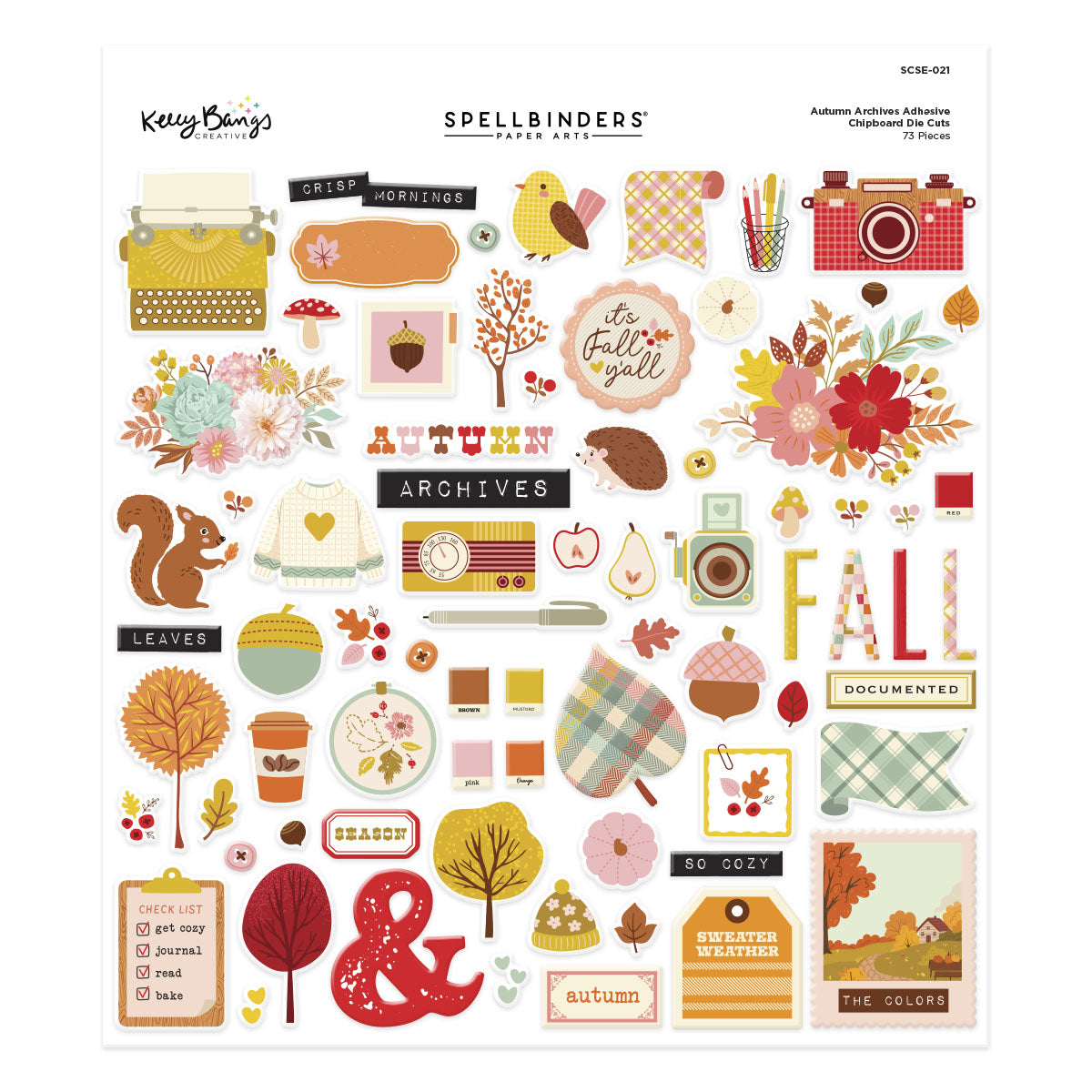 Spellbinders Autumn Archives Chipboard Die Cut Stickers scse-021